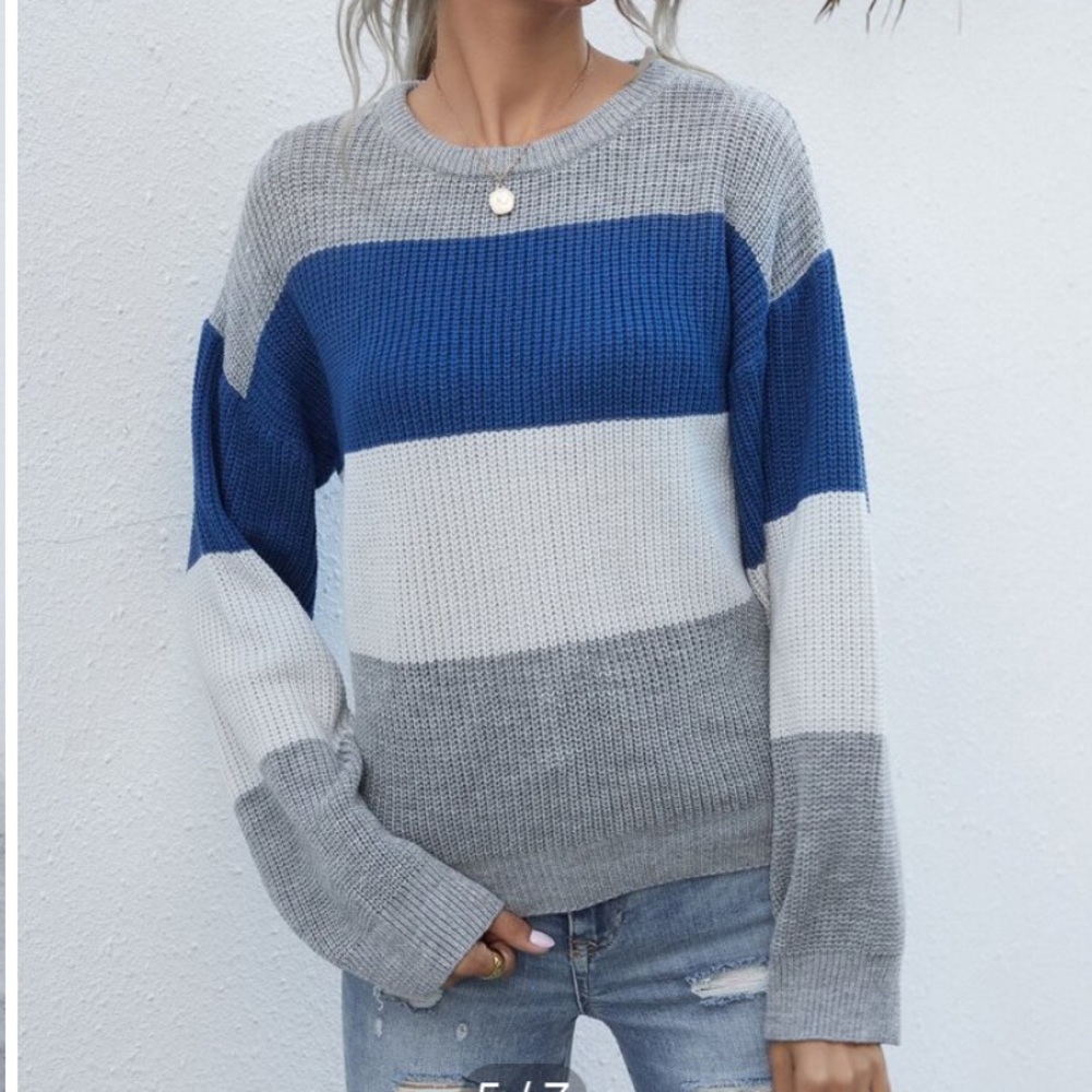 Drop Shoulder Colorblock Sweater